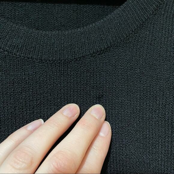 ST. John Black Santana Knit Short Sleeve Crew Neck Sweater Womens M Fall Casual - Picture 3 of 6